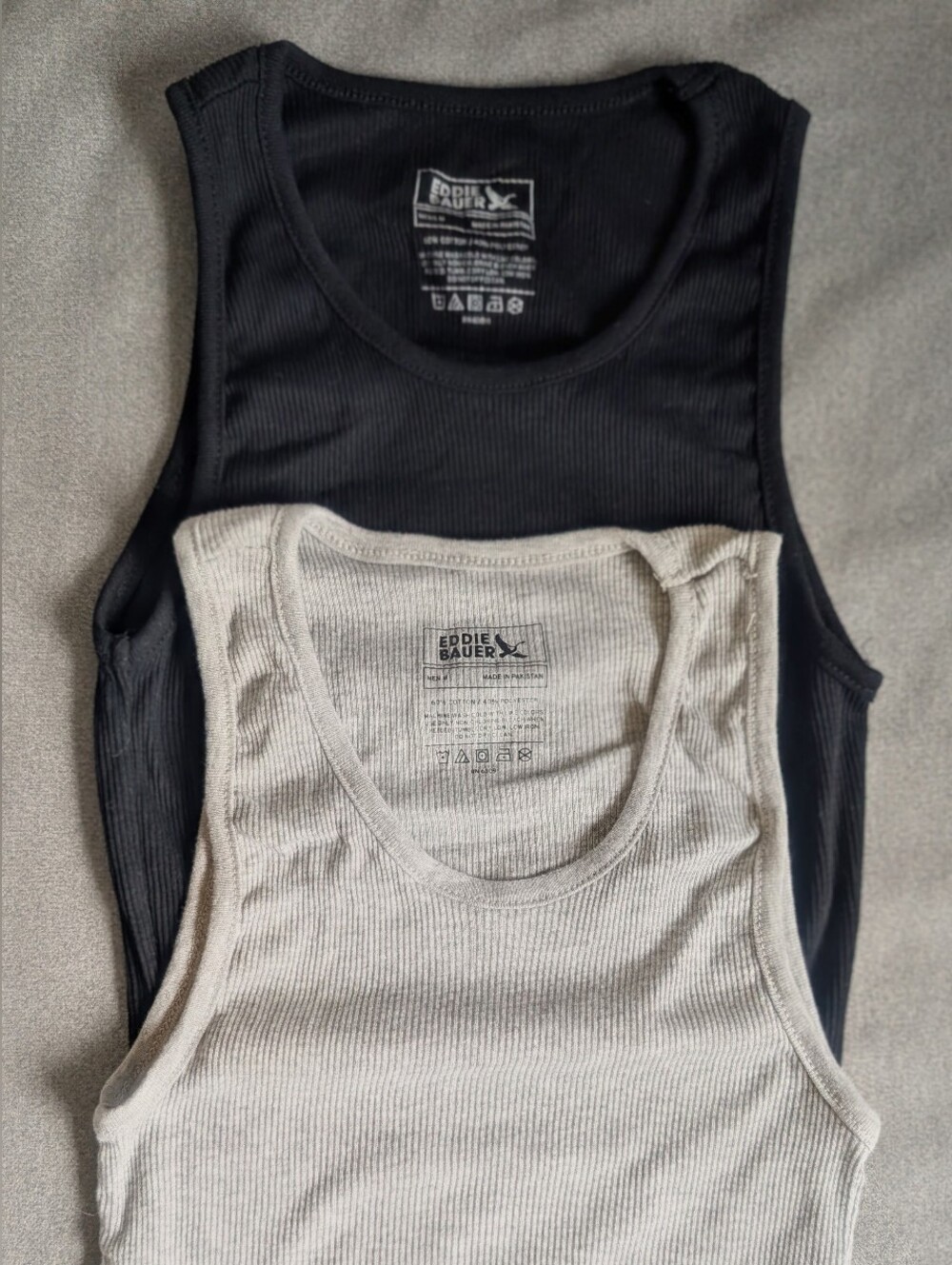 Eddie Bauer Men's Rib A-Shirt Gray Black Cotton Blend Tank Tops Sz M Classic